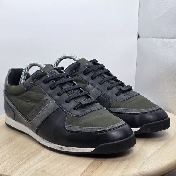 Hugo Boss Maze Low Sneakers US 8 Black Leather Fabric Casual Shoes UK 7 EU 41 - Picture 5 of 10